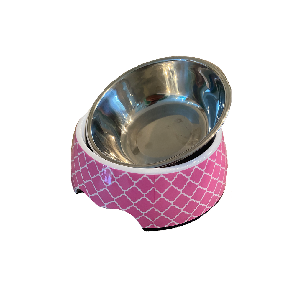 Cutesy Pink Medium Dog Bowl Pet Bowl | Cutie Ties