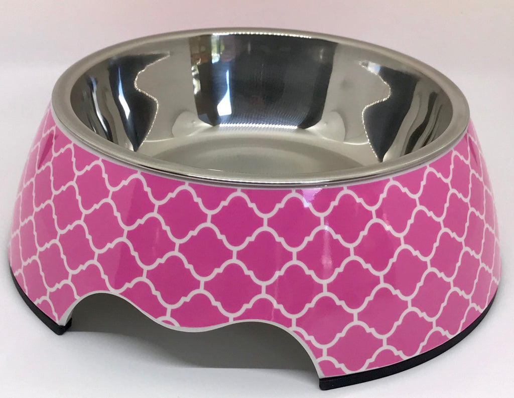 Cutesy Pink Medium  Dog Bowl Pet Bowl | Cutie Ties