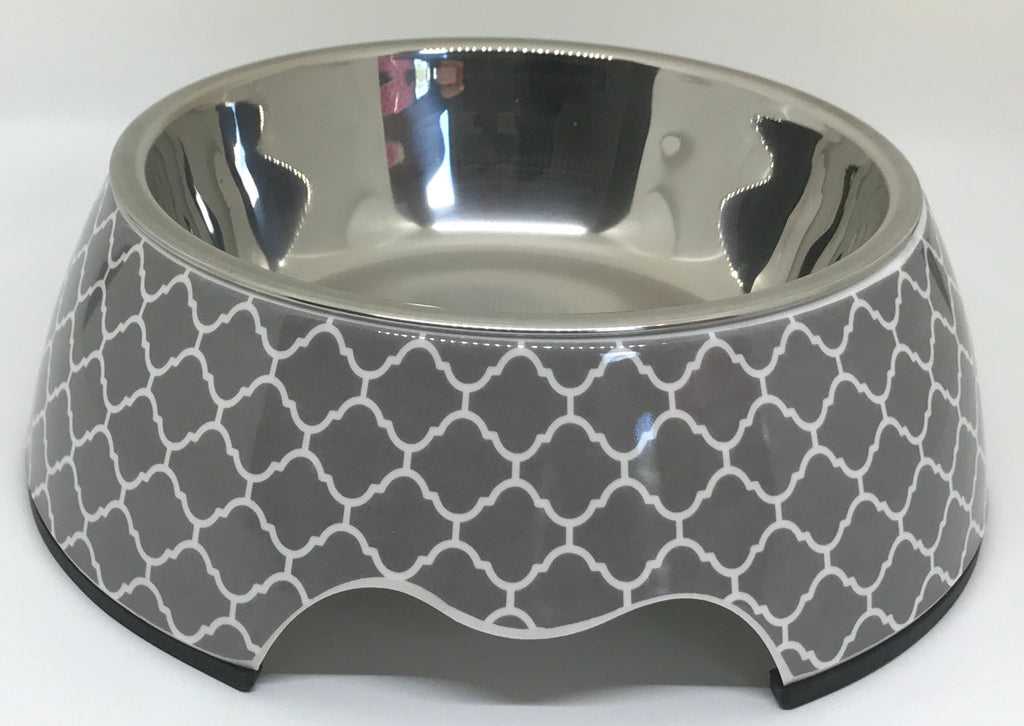 Modern Gray Medium  Dog Bowl Pet Bowl | Cutie Ties