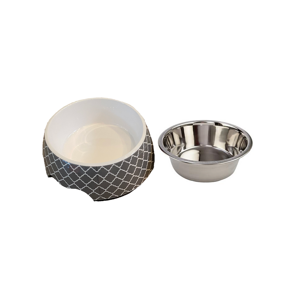 Modern Gray Medium Dog Bowl Pet Bowl | Cutie Ties