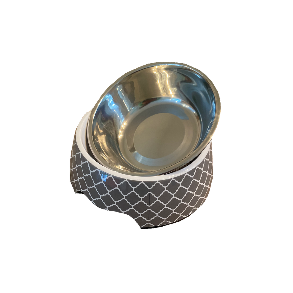 Modern Gray Medium Dog Bowl Pet Bowl | Cutie Ties