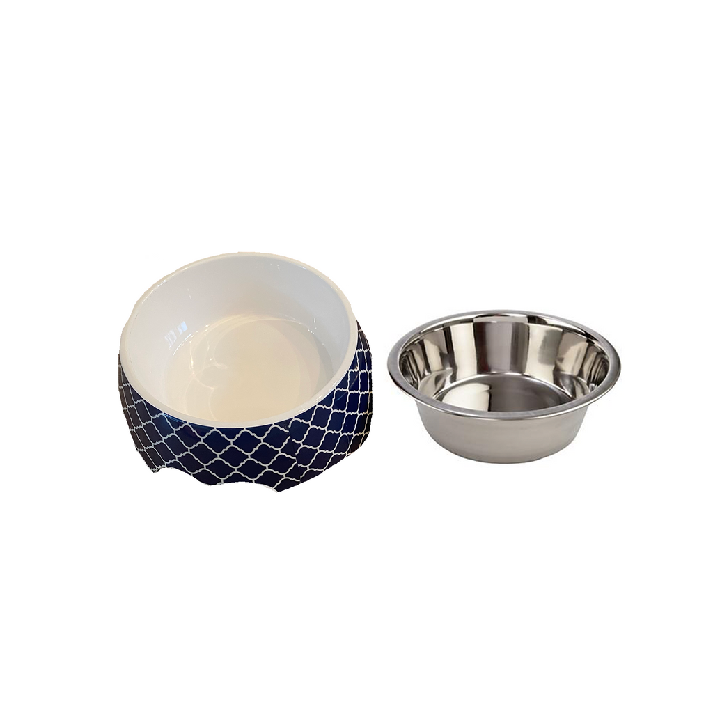 Modern Navy Medium Dog Bowl Pet Bowl | Cutie Ties